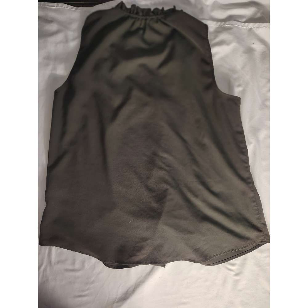 Banana Republic Womens Dark Brown Ruffle High Neck Sleeveless Blouse Size M